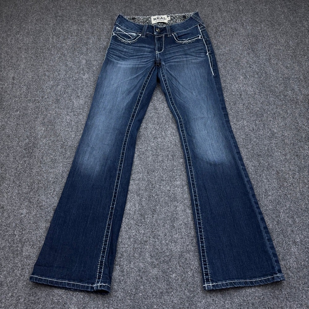 Ariat REAL Entwined Bootcut Jeans Women's 28R 28x32 Marine Blue Mid-Rise Stretch